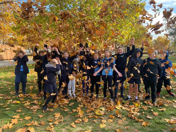 Students from stage 2 and 3 at camp