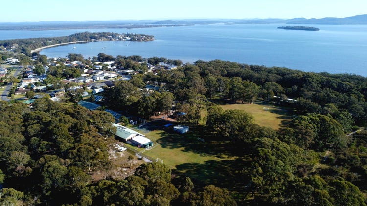 Drone picture of school and bay